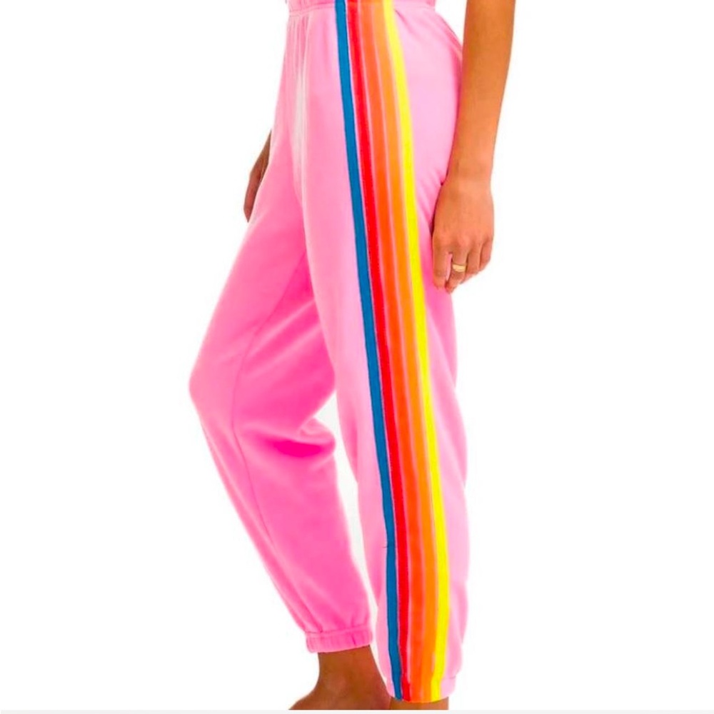 Aviator nation 5 stripe none pink sweat pants